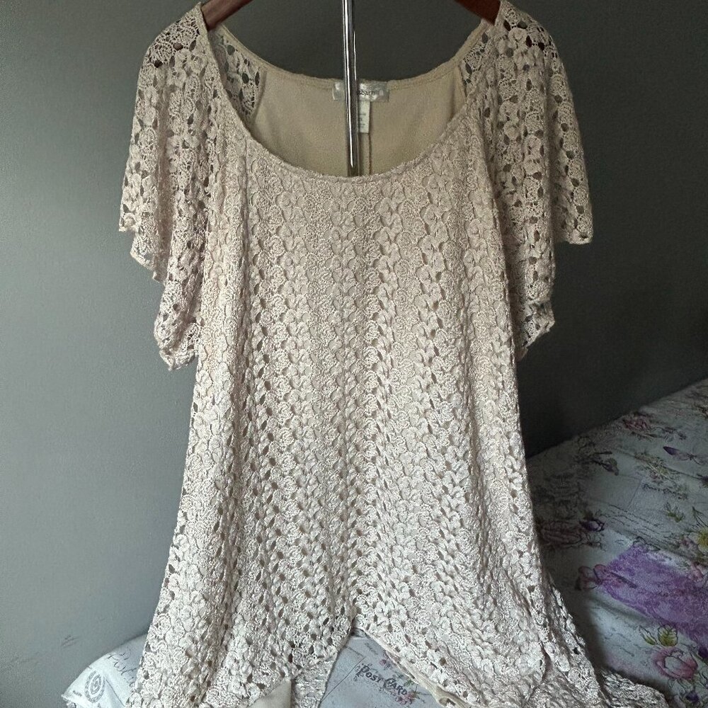 Dress Barn - Beige Lace S/S Top - Size 2x